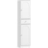 HOMCOM Mobile Bagno Alto Slim con Cassetto, 2 Ante, Ripiano Regolabile, per Lavanderia, Moderno, 40x29.5x170cm, Bianco Effetto Legno | Aosom Italy