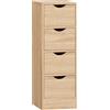 HOMCOM Mobile Bagno Salvaspazio con 4 Cassetti e Maniglie Intagliate Stile Nordico, 29x29x83 cm, Legno Naturale | Aosom Italy