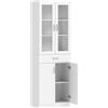 HOMCOM Credenza Cucina con 2 Armadietti e un Cassetto, Mensole Regolabili e Ante in Vetro, 60x35x180 cm, Bianco | Aosom Italy
