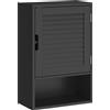 HOMCOM Armadietto Bagno a Parete con Ripiano Regolabile e Anta Ammortizzata, 40x20x60 cm, Nero | Aosom Italy