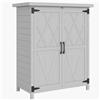 Outsunny Armadio da Giardino in Legno per Attrezzi, con 4 Ripiani 2 Porte, 75x40x90 cm, Grigio | Aosom Italy