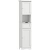 HOMCOM Mobile Colonna Bagno in Legno con 2 Armadietti con Sensore, Ripiano Aperto e Cassetto, 40x30x170 cm, Bianco | Aosom Italy