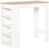 HOMCOM Tavolo da bar per 2 persone, con 4 ripiani aperti, 115x50x102,7cm, bianco e legno naturale | Aosom Italy