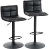 HOMCOM Set di 2 sgabelli da bar, sgabelli regolabili in altezza con seduta girevole in PU 44 x 45 x 85-106 cm nero | Aosom Italy
