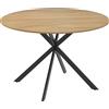 HOMCOM Tavolo da Pranzo Rotondo Stile Industriale con Gambe a Croce in Acciaio, Ø120x75 cm, Colore Quercia | Aosom Italy