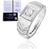 HALUKAKAH Anello Moissanite Uomo D Colore 1.0 ct Motivo a V,Diamante da 1 Carato Coltivato in Laboratorio con Certificato,Argento Sterling Placcato Platino,Misura Regolabile,per Marito,Fidanzato