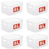 Cetomo 8L*6 Cestino Portaoggetti Plastica, Cestini con Maniglia Portatile, Contenitori, Scatola di Archiviazione per Scaffali, Ufficio, Armadietti, Trasparente Smerigliato, 8L-6 Unità (28.5*22*14cm)