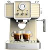 Cecotec Macchina da Caffè Espresso Power Espresso 20 Tradizionale Light Yellow. 1350 W, Capacità 1,5 L, Espresso e Cappuccino, 20 Bar e Thermoblock, Vaporetto, Manometro, Design vintage