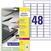 Avery Zweckform Avery Italia L6113-20 Etichette adesive in poliestere bianco antimanomissione, 20 fogli A4, rettangolari 45,7x21,2mm, 48 etichette per foglio, adesivo permanente, stampanti laser
