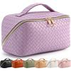 TOPALL Beauty Case da Viaggio Donna,Grande Borsa Cosmetica da Viaggio,Trousse Trucchi Donna in Aggiornata PU Pelle,Borsa Porta Trucchi da Toilette Makeup Bag Organizer