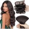 LaaVoo Geniale Weft Extension Capelli Veri Tessitura Ultra Sottile Aggiornata, Remy Lisci Castano Moka 45cm 50g, Leggere e Invisibili per Volume e Lunghezza, Feste e Quotidiano #1C