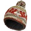 Pachamama Berretto da donna in lana Sherpa foderato a mano a righe rosse modello scoiattolo taglia unica fatto a mano extra caldo commercio equo e solidale