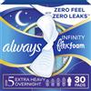 Always Infinity - Cuscinetti femminili da donna, in Flexfoam, con ali, taglia 5, assorbenza extra pesante durante la notte, senza profumo, 30 pezzi