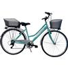 MADICKS Bicicletta Donna da Passeggio Olanda Misura 28 Bici da città Vintage retrò con Cestino Tiffany Turchese Con Cambio (Cestino Anteriore e Posteriore in Ferro)