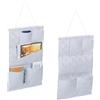 Relaxdays Portaoggetti da Parete, Set da 2 in Feltro, 5 Cestini, Organizer per Bagno e Cucina, 60 x 41 cm, Grigio, Nylon, Legno