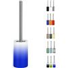 Spirella Porta scopino Tube Set WC da appoggio in Ceramica e Acciaio Inox Blu/Bianco