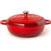 H&H 30 cm - Ghisa Casseruola Rotonda Con Coperchio In Ghisa