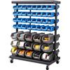 VEVOR Scaffale Portaoggetti con Ruote a 7 Ripiani e Doppio Lato, 94 Contenitori per Parti a Doppio Lato, Contenitori in Plastica per Utensili Mobili per Garage, Magazzino, Ufficio, Ristorante, Aula