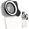 APEXEL Luce di riempimento con obiettivo macro da 37/52 mm con filettatura e clip, 45 combinazioni di luce, adatta per obiettivi macro HB100 e ZM100 per telefoni cellulari