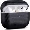 Haobobro [Texture in fibra di carbonio] Cover AirPods Pro 2 - Custodia per Apple AirPods Pro seconda generazione 2022 - Realizzata a mano in Similpelle - Protezione Full Body : Case Antiurto - Nero