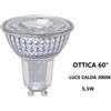Bot Lighting S.r.l. Gu10 Lampadina Faretto in Vetro a led 5,5w Ottica 60° Luce Calda 3000k bot