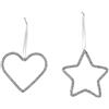 Inges's Christmas Pendente Brillante in Metallo Argento a Forma di Stella o Cuore Prezzo cad uno