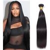 Heiowuio Brazilian Remy Hair Bundles Human Hair Extension 1b Natural Black Color Straight Unprocessed Capelli Umani Tissage Brazilianne Real Human Hair 100g/Bundles 12 Inch