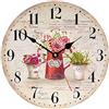 TAHEAT Orologio da parete con piante e fiori da 20 cm, Piccoli orologi vintage silenziosi, Orologi da parete rustici retrò per cucina, soggiorno, camera da letto, bagno, ufficio
