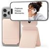 MOFT Treppiede Smartphone per iPhone Serie 16/15/14/13, Universale Invisibile Treppiede Supporto per Telefono con 3 Modalità per Self-Vlogging, Sfogliare, Macrofotografia, Videochiamata, Pesca Rosa