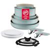 Lagostina Ingenio Pastel, Set Padelle Antiaderenti 11 Pezzi, Color Salvia | Rivestimento Antiaderente, Manico Rimovibile, Design Salvaspazio, Compatibile con Induzione e Forno