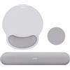 MOSISO Set Supporto Poggiapolsi&Tappetino Mouse Ergonomico Curvo Circolare&Coaster Base Non-Slip Alleviare Dolore Casa/Ufficio Facile Digitare con Panno Morbido Memory Foam Rialzato, Grigio