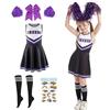 Shengou Costume da Cheerleader Bambina,Vestito Cheerleader Bambina,Costume da Cheerleader per Ragazze,Costume per Bambini Cheerleaders con Pompon,Carnevale o Evento Sportivo Scuola Festa Cosplay (nero, 120)