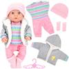 Miunana 5 Pezzi Per New Born 35CM-45CM 14-18'' Baby Doll Bambola Bambolotti | Baby Dolls Bambola, Bebé Bambolotti Cappello + Cappotto + Abito + Pantaloni + Calze + Grucce (NON INCLUDE BAMBOLA)