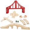 OrgMemory Ponte Treno Legno, Binari Legno, Pista Trenino, Piste Legno Treni, Pista Trenino, Treno con Binari Compatibili con Tutte le Principali Marche