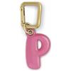 UNTAGS - Charm Lettera P - Materiale Effetto Pelle - Ciondolo per Smartphone, Portachiavi con Moschettone in Metallo Colore Oro Incluso - Rosa