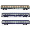 ARNOLD HN4437 D242 Parigi - Berlino - Varsavia, Pacco da 3 unità 2, 2, 1 x Am Db Blu, Beige, 2 x Dev A0 B10 SNCF, epIV Carrozze passeggeri