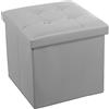 DRW Pouf incollabile con contenitore in ecopelle argento 38 x 38 x 38 cm
