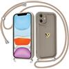 Krdvekm Cover con Cordino per iPhone 11 6,1'', Silicone Morbido Marrone Custodia Aesthetic Mädchen Modello Amore Oro 3D Cute Disegni Collana Regolabile Protezione della Fotocamera Antiurto Case
