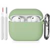 KOKOKA Custodia Case Compatibile con AirPods Pro 3 con Kit di Pulizia, Case Cover Protettiva in Morbido Silicone per AirPods Pro 3ª Generazione con Moschettone, LED Anteriore Visibile, Matcha Green