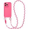 Coiwxmoi Cover per iPhone 16 Pro Max con Cordino, Custodia Doux Silicone con Regolabile Collana Ultra Sottile Antiurto AntiGraffio Protettiva Case con Laccio Tracolla per iPhone 16 Pro Max 6,9, Rosa