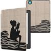 kwmobile Custodia eReader Compatibile con Kobo Aura H2O Edition 2 Cover - eBook Reader Flip Case - nero/beige - Ragazza e Libri