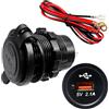 Dujelixa Presa USB per Auto, Dujelixa Caricabatteria da auto USB 5V/2.1A Presa di carica, 12V impermeabile con indicatore LED blu, Fusibile da 60 cm Adatto per auto, moto, yacht da 12V/24V(1 pezzo)