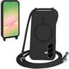 FMPCUON FNPCUON Cover Magnetica Silicone per Samsung Galaxy A56 con Cordino,Compatibile con MagSafe,Custodia con Laccio Collana Tracolla Collo Sottile TPU Antiurto Protettiva Case con Corda.Nero