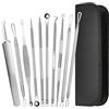 Fousenuk 10 pezzi Strumenti Rimozione Punti Neri, Blackhead Remover Set Utensile di Rimozione di Acne in Acciaio Inossidabile con Scatola, Estrattore di Acne per Togli i Punti Bianchi e Macchie
