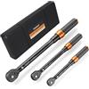 TAGVIT Chiave Dinamometrica 1/4 & 3/8 & 1/2, 5-25Nm, 10-60Nm, 20-220Nm, 3 Pezzi Chiavi Dinamometrica set, Precisione ± 3% avec 72 Denti Doppia Direzione Regolabile per Bici, Moto, Auto