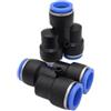 CNCTEC Connettore pneumatico a Y 16 mm IQS con tre uscite/connettore ad aria compressa (2, connettore Y Ø 16 mm)