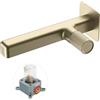 SHANFO Rubinetto Muro Bagno Lavabo, Miscelatore Lavabo Bagno da Muro 1 Fori, Rubinetto per Lavabo a Parete, Oro Spazzolato, 8M4OK