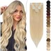 SEGO Extension Clip Capelli Veri 8 Fasce Singole - 100% Remy Human Hair Lisci Lunghi Parrucca Donna 40 cm (65 g) #24 Biondo Naturale