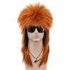 VGbeaty Parrucca lunga e liscia da uomo e donna, stile anni '70 e '80, rock, punk, rock, discoteca, triglia (arancione)