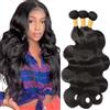 Creuost 24 26 28 Inch Body Wave Human Hair Bundles Natural Black Parrucca Vera Extensions Double Weft Unprocessed Brazilain Remy Hair Weave Extension With Minimal Tangle 3 Bundles Total 300g